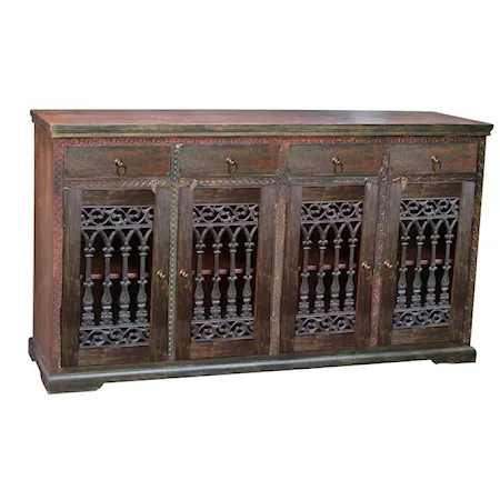 Ashoka Traditional Cast Iron 4-Drawer 4-Door Sideboard